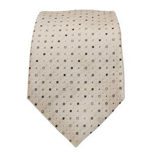 White Square Print 100% Silk Tie (OS)